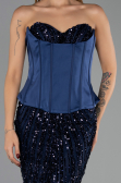 Long Navy Blue Scaly Evening Dress ABU6556