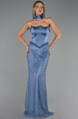 Long Indigo Beaded Plus Size Evening Dress ABU6258