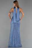 Long Indigo Beaded Plus Size Evening Dress ABU6258