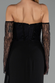 Black Long Chiffon Evening Dress ABU5791