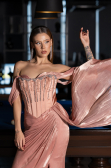 Long Salmon Chiffon Evening Dress ABU6496