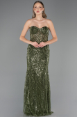 Long Olive Drab Beaded Evening Dress ABU6564