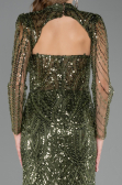 Long Olive Drab Beaded Evening Dress ABU6564