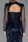 Long Navy Blue Beaded Evening Dress ABU6564