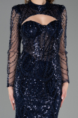 Long Navy Blue Beaded Evening Dress ABU6564