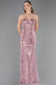 Long Powder Color Beaded Evening Dress ABU6564