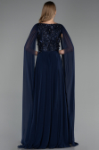Long Navy Blue Chiffon Evening Dress ABU6566
