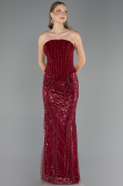 Long Burgundy Beaded Evening Dress ABU6567