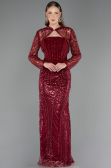Long Burgundy Beaded Evening Dress ABU6567