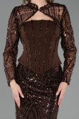 Long Dark Brown Beaded Evening Dress ABU6567