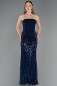 Long Navy Blue Beaded Evening Dress ABU6567