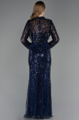 Long Navy Blue Beaded Evening Dress ABU6567