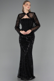 Long Black Beaded Evening Dress ABU6567