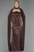 Long Brown Beaded Evening Dress ABU6569
