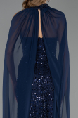 Long Navy Blue Beaded Evening Dress ABU6569