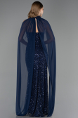 Long Navy Blue Beaded Evening Dress ABU6569