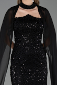 Long Black Beaded Evening Dress ABU6569