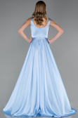 Long Light Blue Satin Formal Plus Size Dress ABU6576