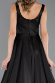 Long Black Satin Prom Gown ABU6572