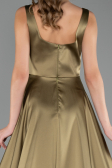 Long Oil Green Satin Formal Plus Size Dress ABU6576