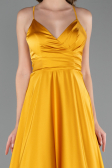 Long Mustard Satin Prom Gown ABU6573