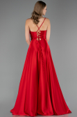Long Red Satin Prom Gown ABU6573
