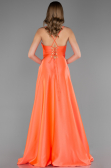 Long Coral Satin Prom Gown ABU6573