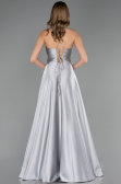 Long Grey Satin Prom Gown ABU6573