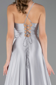 Long Grey Satin Prom Gown ABU6573