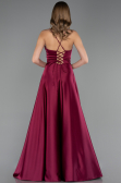 Long Plum Satin Prom Gown ABU6573