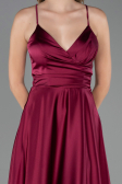 Long Plum Satin Prom Gown ABU6573