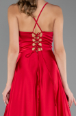 Long Cherry Colored Satin Prom Gown ABU6573