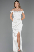 Long White Satin Mermaid Prom Dress ABU6574
