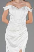 Long White Satin Mermaid Prom Dress ABU6574