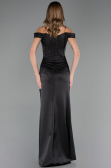 Long Black Satin Plus Size Evening Gown ABU6577