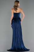 Long Navy Blue Chiffon Plus Size Evening Dress ABU6582