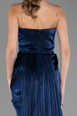 Long Navy Blue Chiffon Plus Size Evening Dress ABU6582