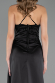 Long Black Satin Prom Gown ABU6584