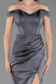 Long Anthracite Satin Mermaid Prom Dress ABU6574