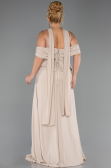 Long Beige Chiffon Plus Size Evening Dress ABU6274