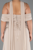Long Beige Chiffon Plus Size Evening Dress ABU6274