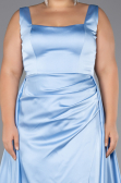 Long Light Blue Satin Formal Plus Size Dress ABU6576