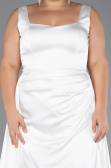 Long White Satin Formal Plus Size Dress ABU6576