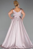 Long Rose Colored Satin Formal Plus Size Dress ABU6576