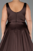Long Brown Satin Formal Plus Size Dress ABU6576