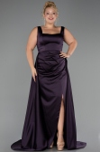 Long Dark Purple Satin Prom Gown ABU6572