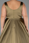 Long Oil Green Satin Formal Plus Size Dress ABU6576