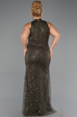 Dark Khaki Long Beaded Plus Size Evening Dress ABU5063