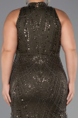 Dark Khaki Long Beaded Plus Size Evening Dress ABU5063
