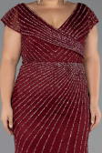 Long Burgundy Stony Plus Size Evening Dress ABU5439